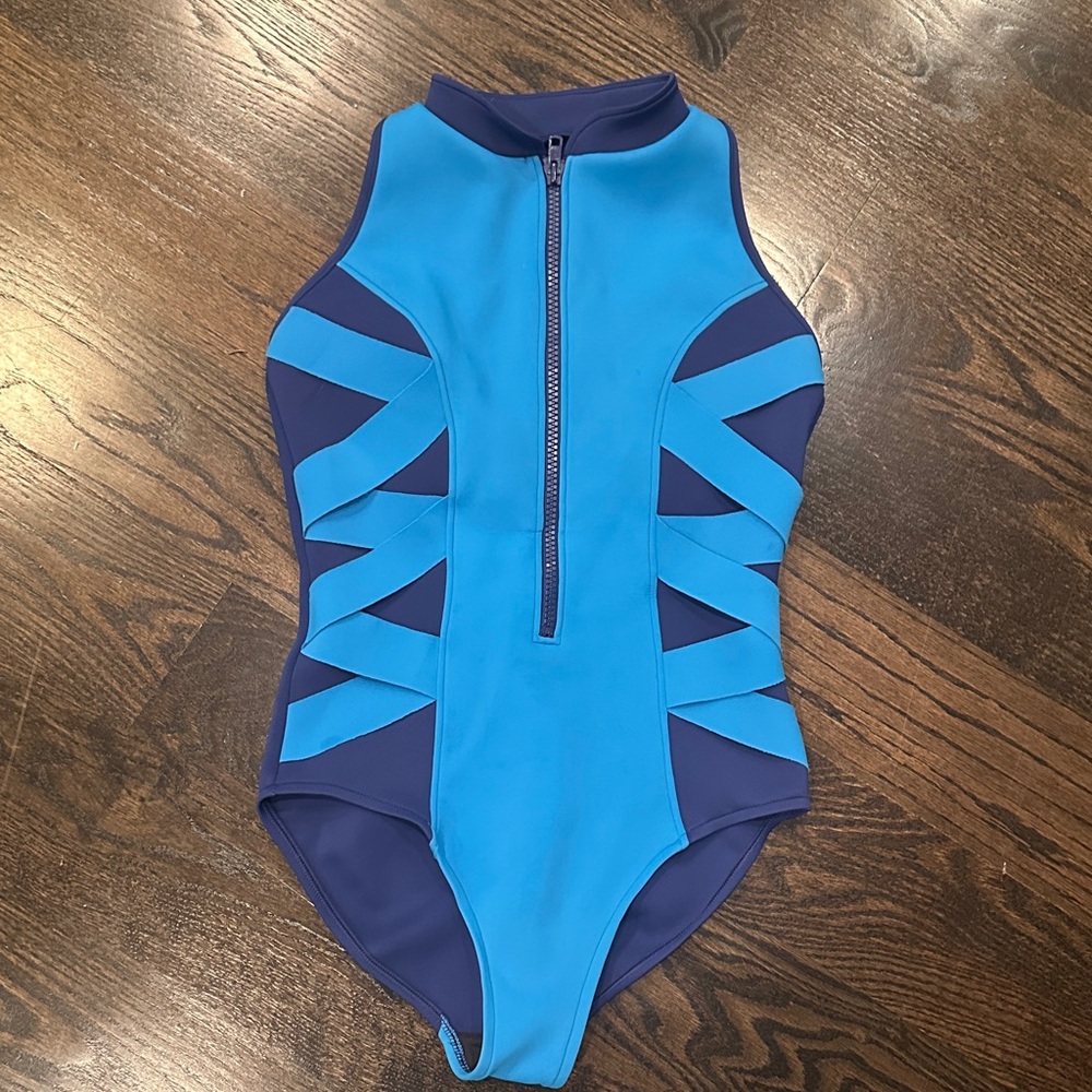 Magicsuit Blue and Navy One Piece Swimsuit - wetsuit material
